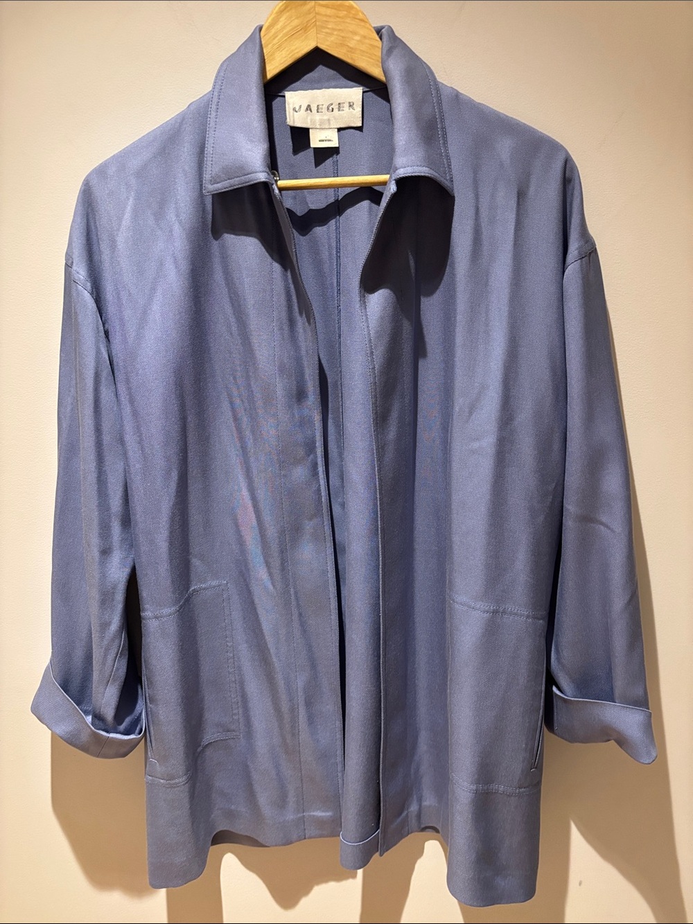 Women’s Silk Blend periwinkle Casual Button-Down Shirt Jacket